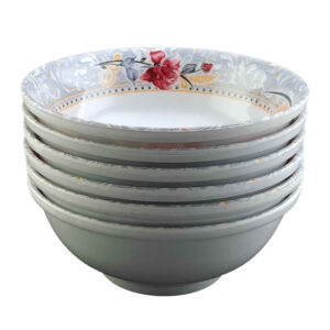 Melamine Kommen Serviesset, Vaatwasmachinebestendig – Bloemontwerp (Set van 6)