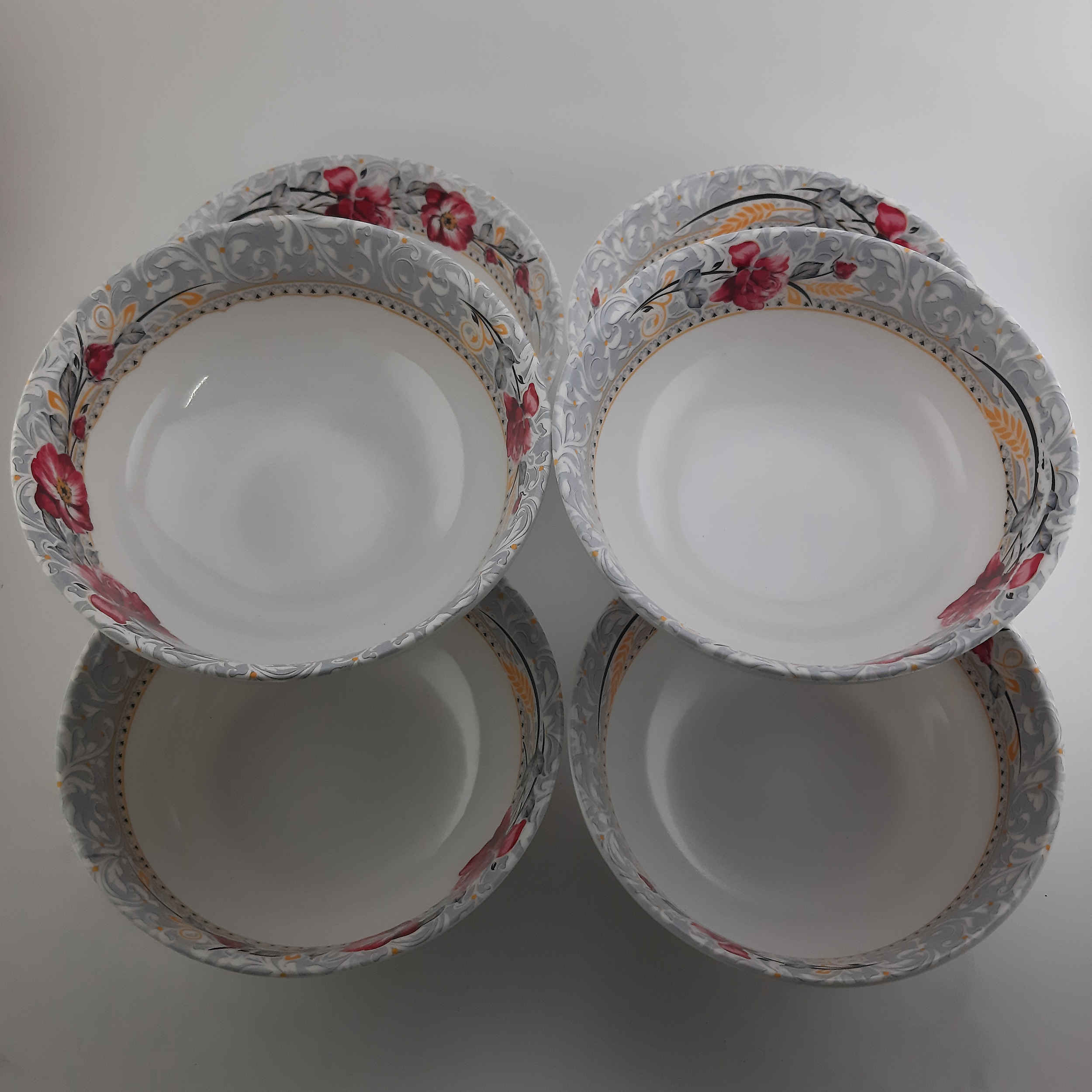 Melamine Kommen Serviesset, Vaatwasmachinebestendig – Bloemontwerp (Set van 6)