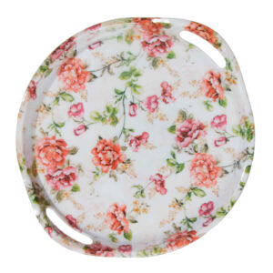 Melamine Dienblad Ronde Vorm – Wit Bloemmotief