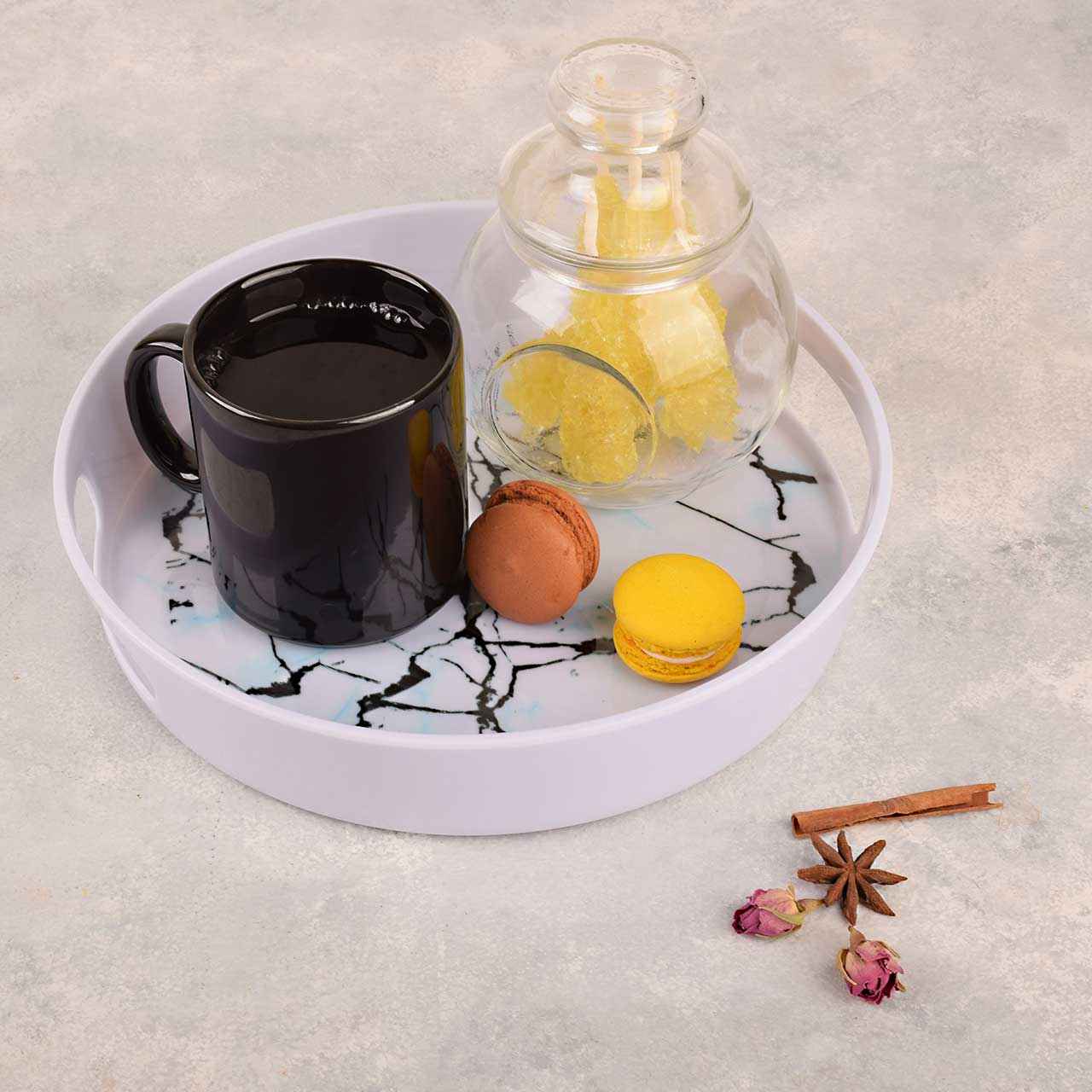 Rond melamine dienblad – Met marmerontwerp