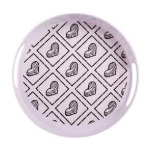 Melamine Dienblad Ronde Vorm – Wit Hartjesontwerp