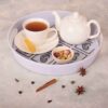 Rond melamine dienblad - Met hartmotief en handgreep