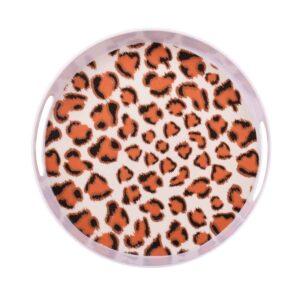 Melamine Dienblad Ronde Vorm – Wit Luipaardpatroon