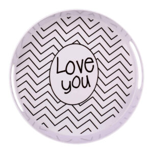 Melamine Dienblad Ronde Vorm met Handvat Model Love You