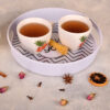 Rond melamine dienblad - Met hartmotief en handgreep