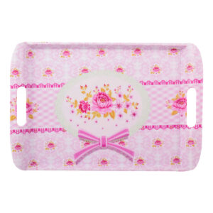 Melamine Dienblad Strikontwerp – Roze met Handvat