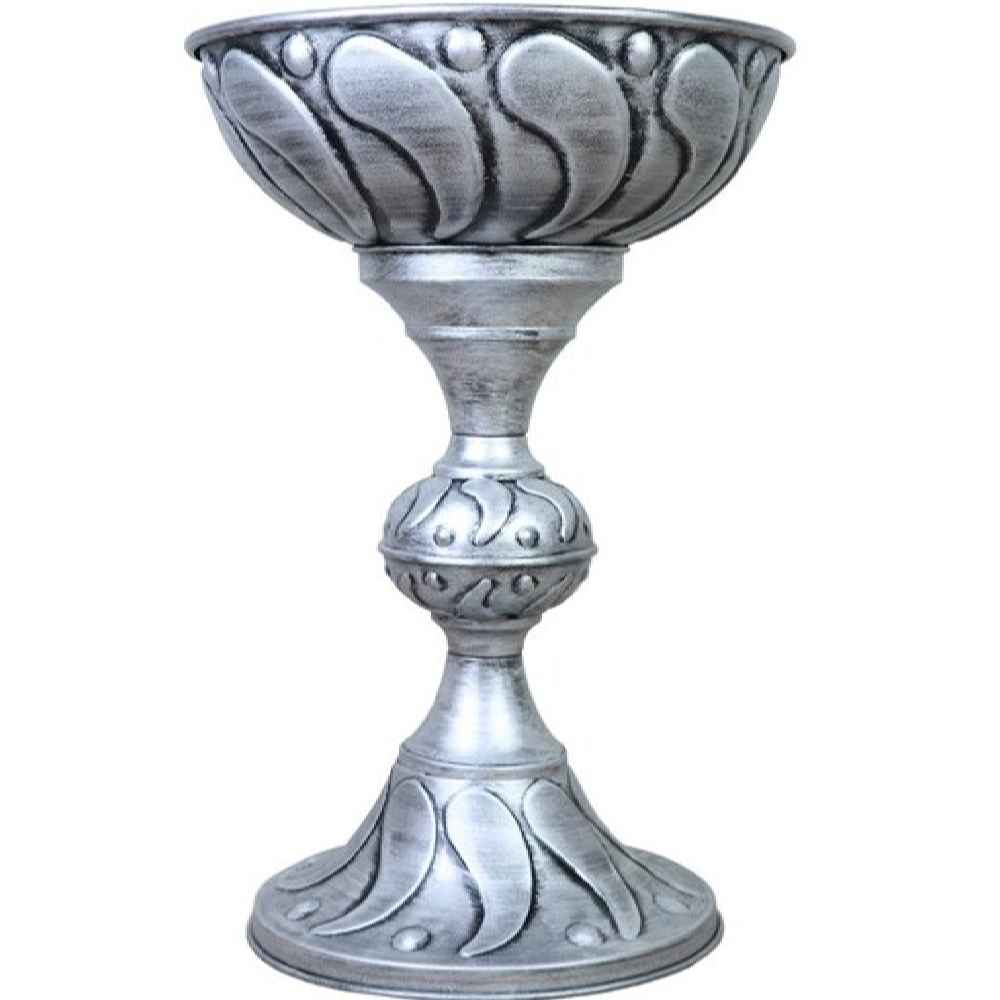 Metalen Presentatieschaal – Patina Zilver op Standaard