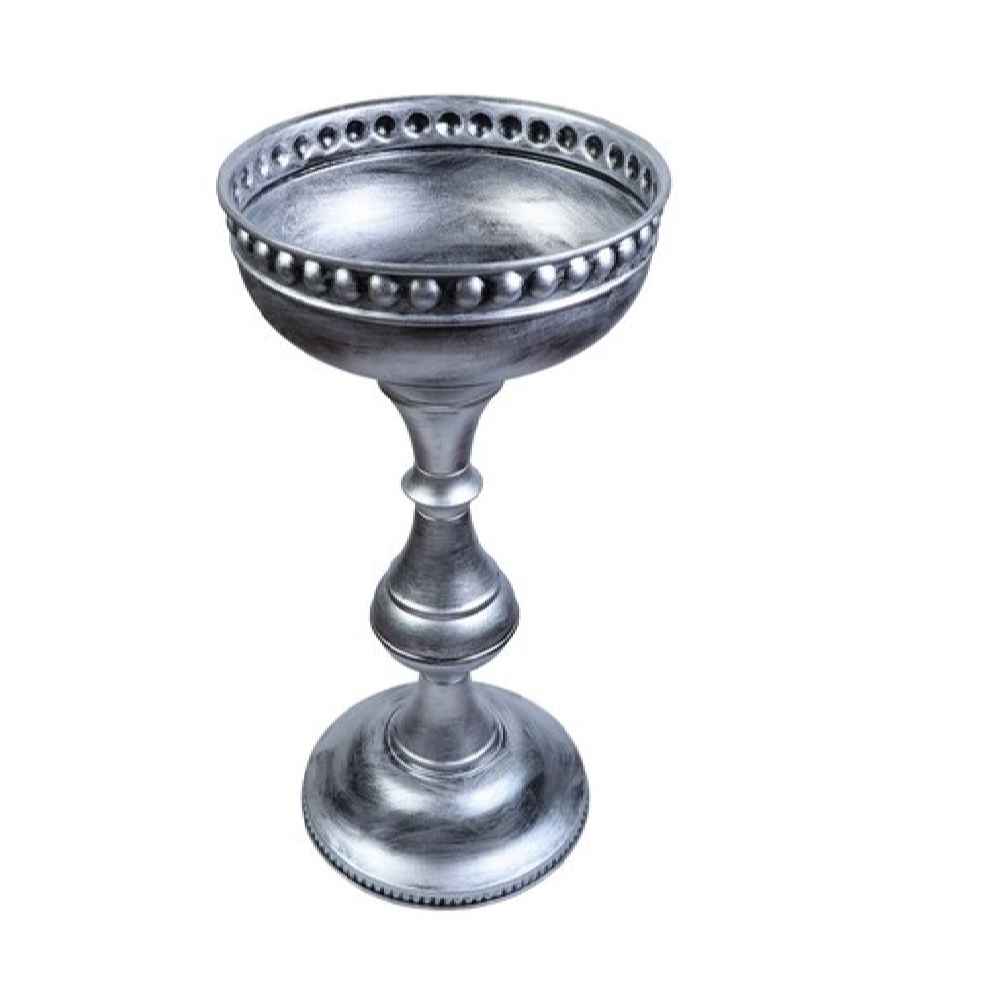 Metalen Presentatieschaal – Patina Zilver op Standaard