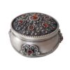 Metalen Sieradendoos Vintage met Rode Edelsteen