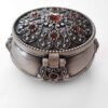 Metalen Sieradendoos Vintage met Rode Edelsteen