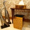 Metalen Prullenbak & Tissuedoos Set – Diamant Ontwerp