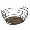 Ovale Metalen Draadmand met Houten Basis – Zwart