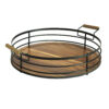 Ronde Metalen Draadmand met Houten Handvat – Bruin