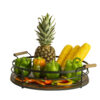 Ronde Metalen Draadmand met Houten Handvat – Bruin