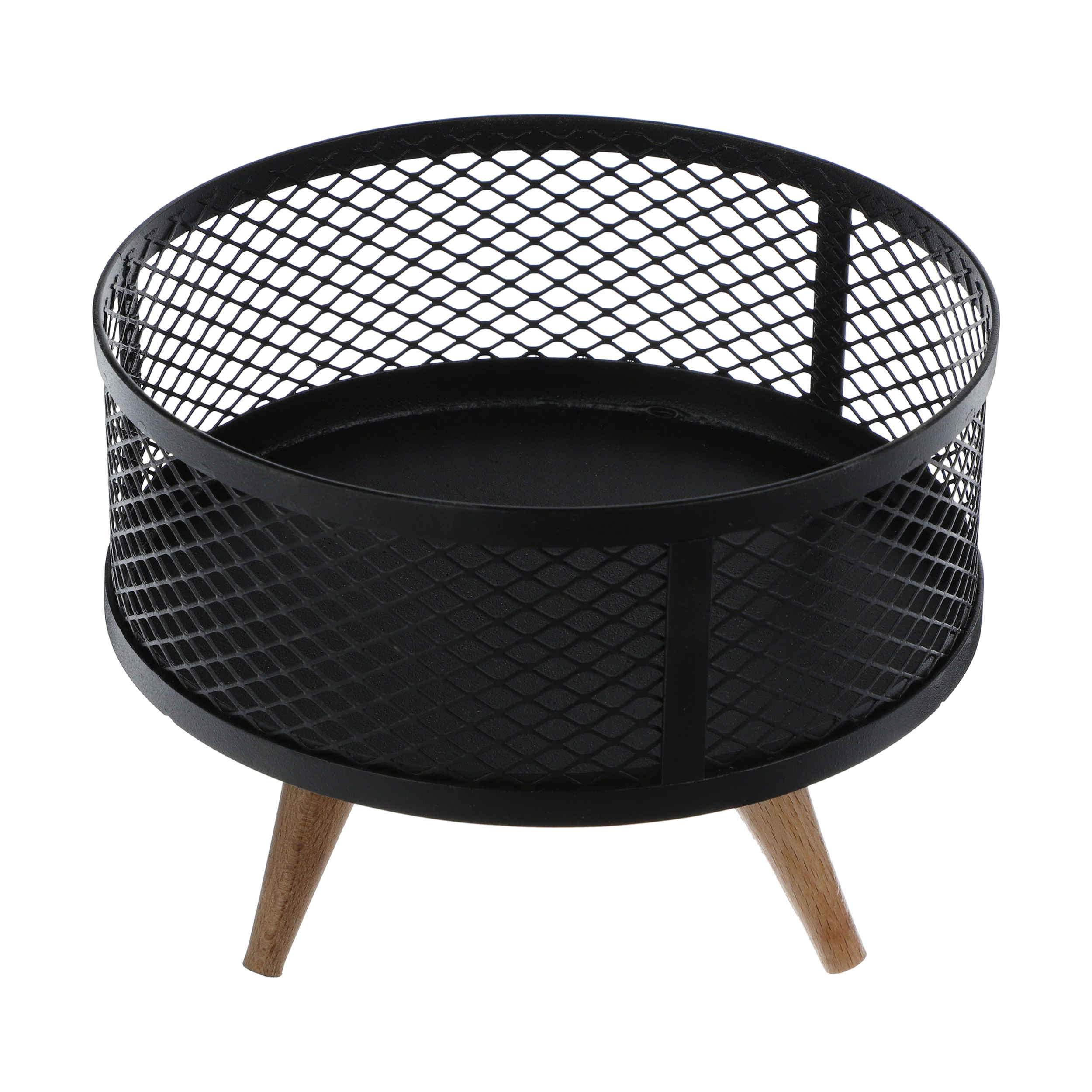 Metalen Draadmand Diana – Wit met Houten Basis