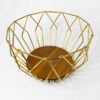 Metalen Draad Fruitmand Geometric – Goud met Hout