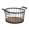 Metalen Draadmand High – Bruin met Houten Basis