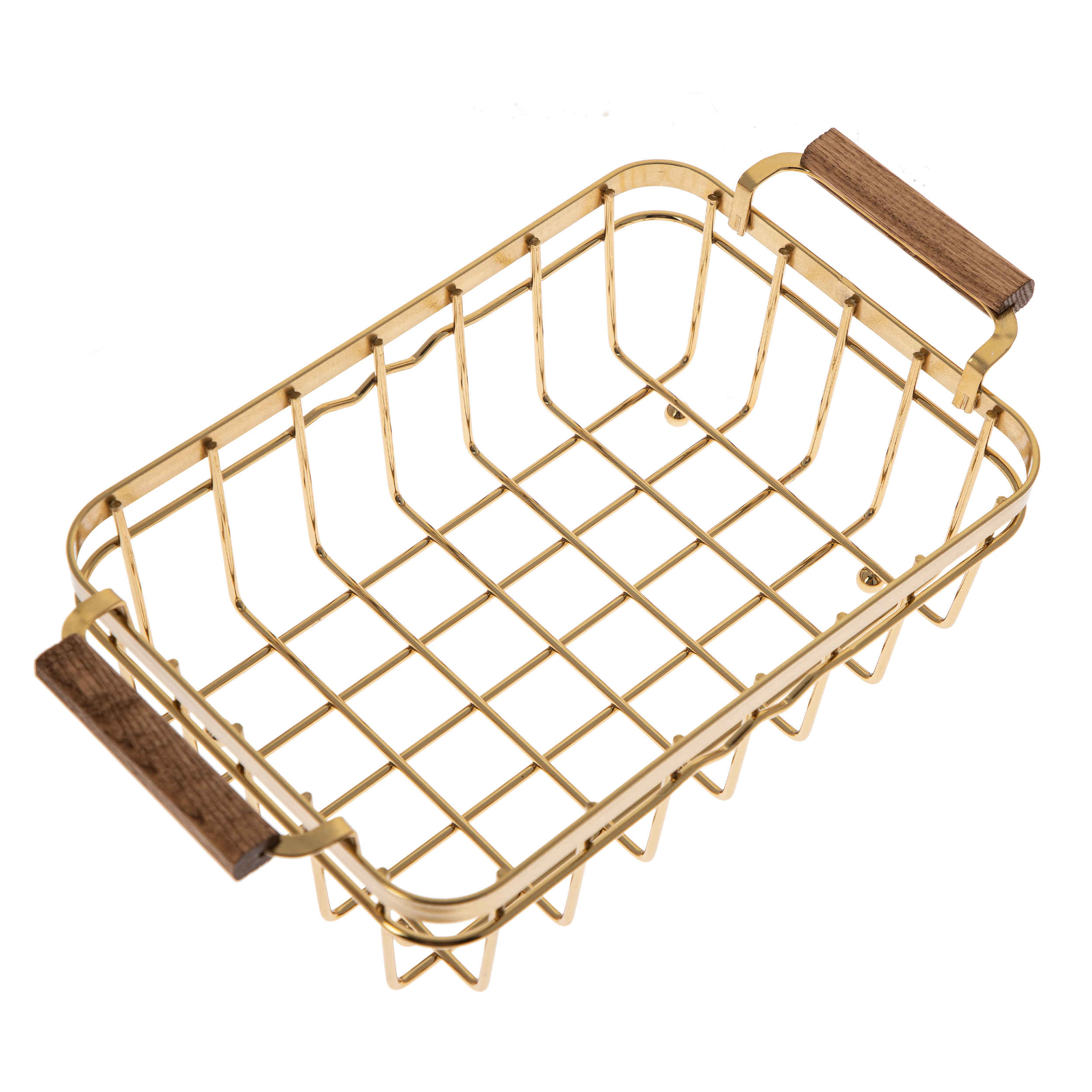 Luxe Metalen Draadmand – Goud met Houten Basis