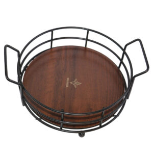 Metalen Draad Mand met Afneembare Houten Basis