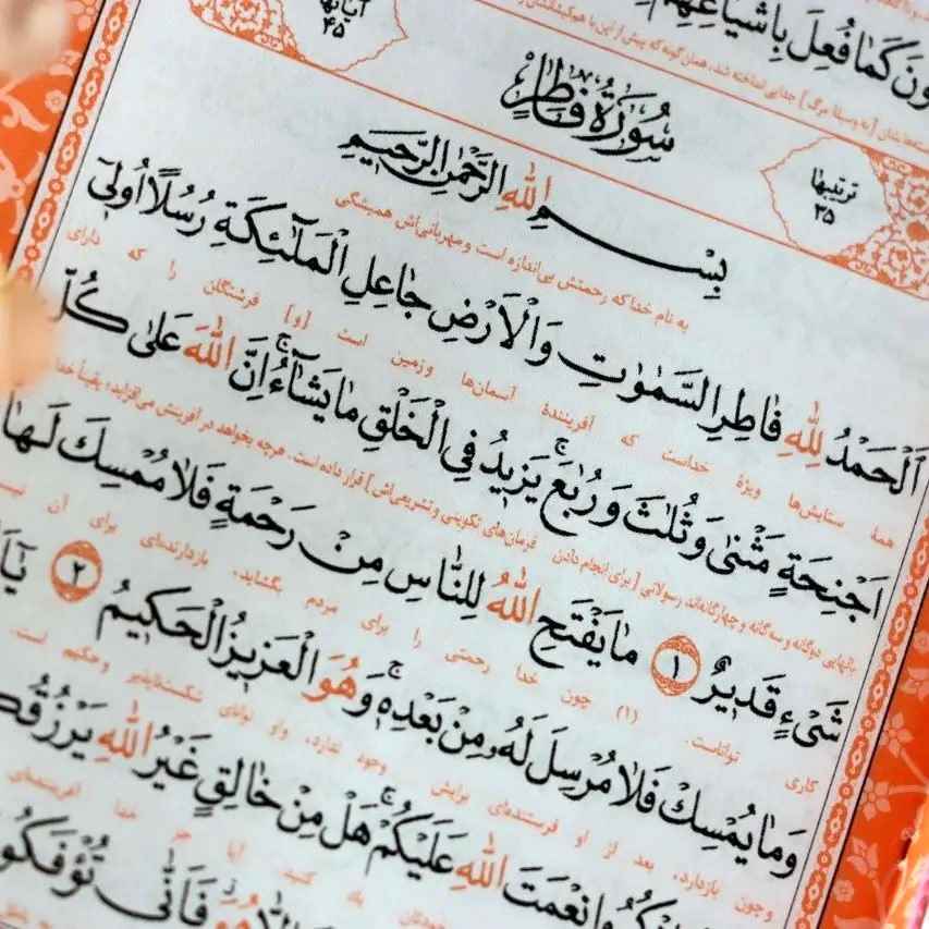 Rainbow Koran met Perzische Vertaling & Gekleurde Omlijsting – Roze