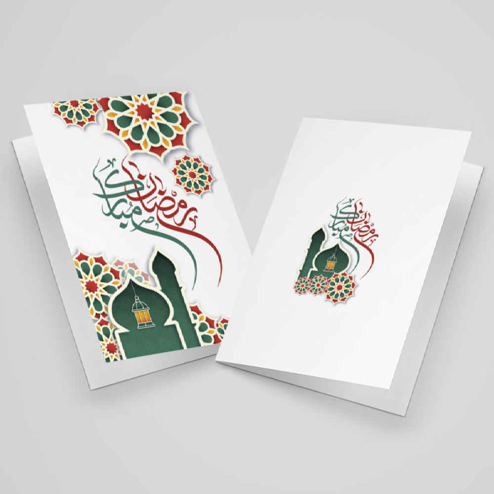 Ramadan Mubarak Wenskaart – Model Moskee – Wit