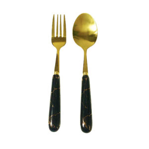 Lepel- en Vorkbestekset met Marmerontwerp – Model Golden