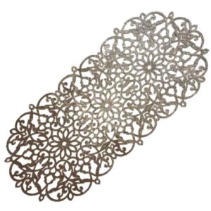 Tafelloper van Kunstleer – Zilveren Cirkels Design