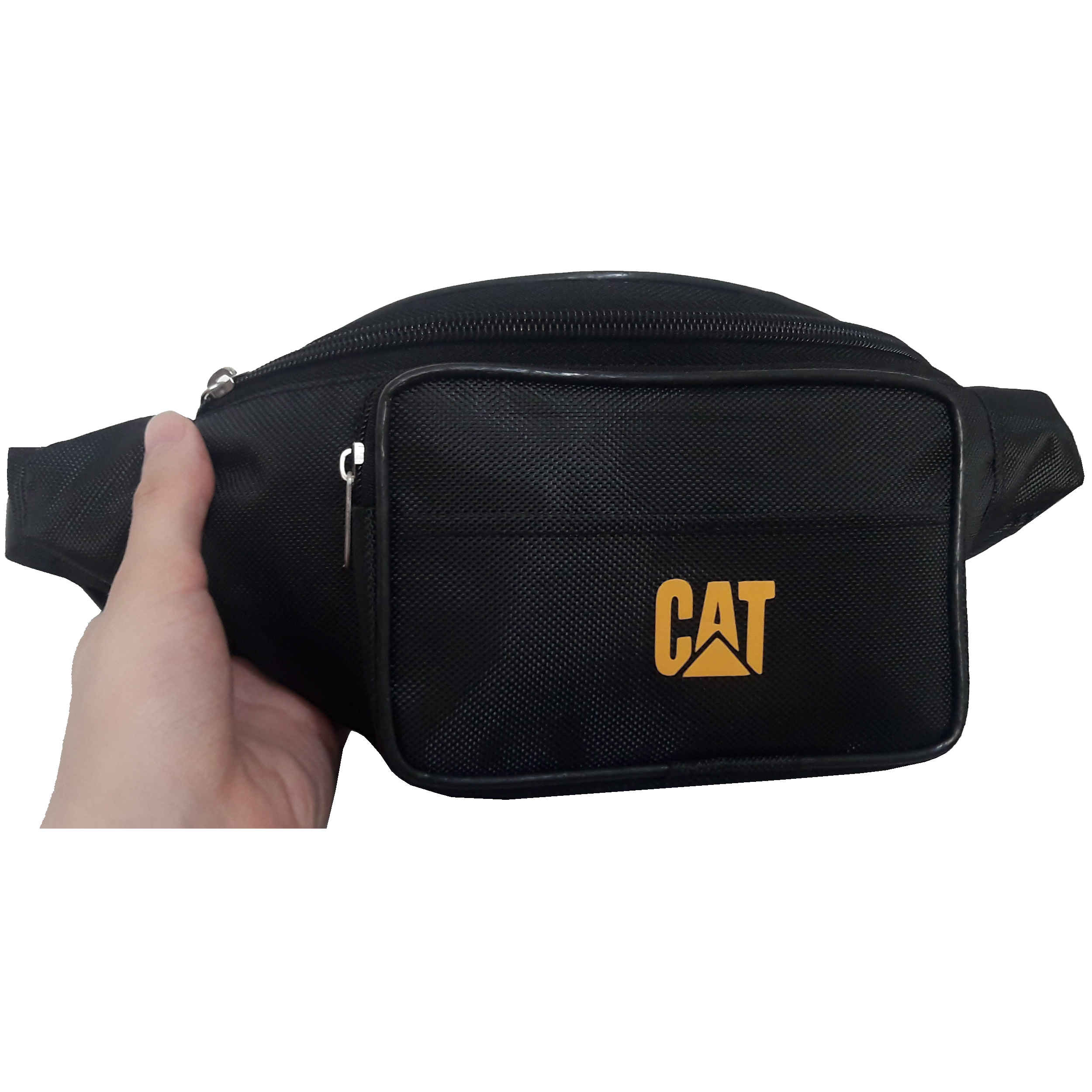 Caterpillar Canvas Heuptas met 4 Vakken – Zeildoek Zwart