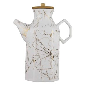 Witte Keramische Olie Dispenser – Zeshoekig Model