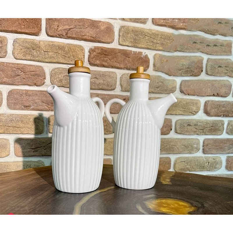 Witte Keramische Olie Dispenser – Met Deksel