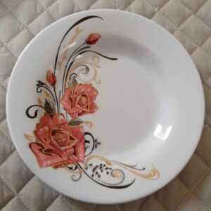 Witte Melamine Bordenset – Bloemmotief Magnetronbestendig