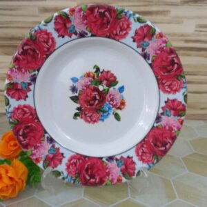 Witte Melamine Bordenset – Rozenbloem Model