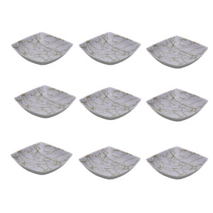 Witte Melamine Kommenset – Model Marmer Vierkant (Set van 6)