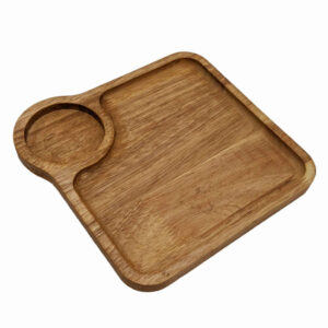 Houten Dienblad Vierkant – Twee Secties & Bekerhouder