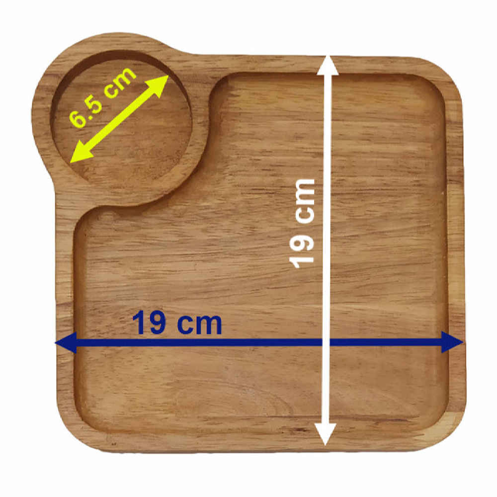 Minimalistisch vierkant houten dienblad – Tweeledig snackdienblad