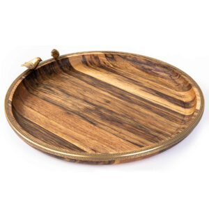 Houten Dienblad met Gouden Rand & Vogelmotief