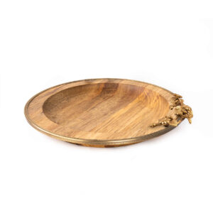 Houten Dienblad met Gouden Rand & Bloemontwerp
