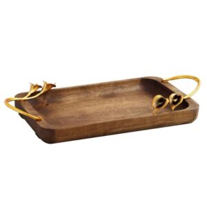 Houten Plank met Gouden Bloemhandgrepen – Elegant & Functioneel
