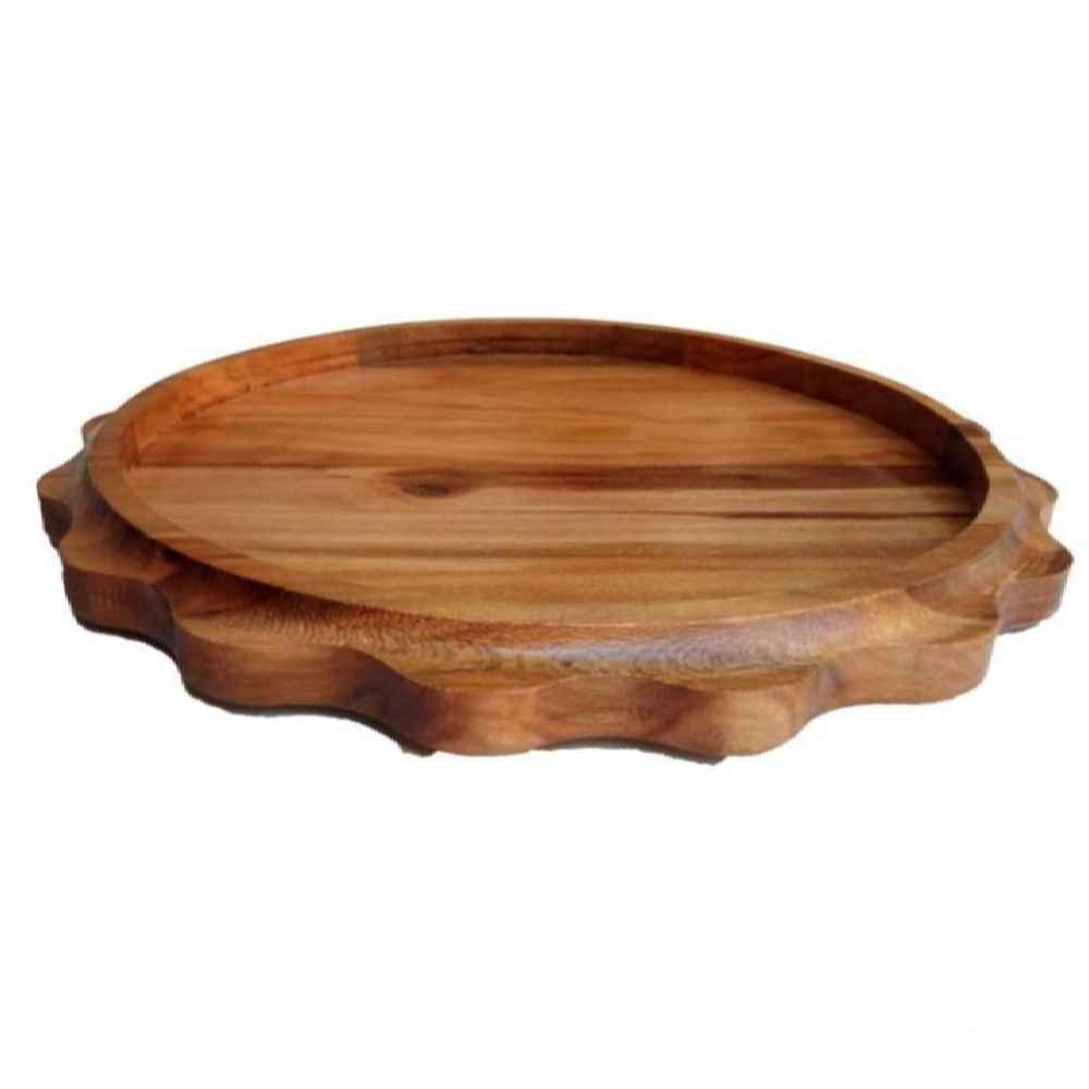 Rustiek rond houten dienblad – Met design-randen