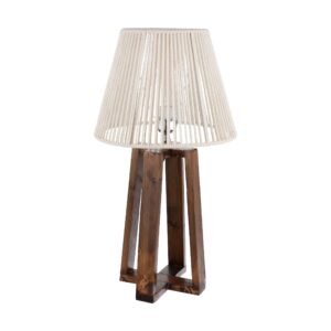 Accent Houten Tafellamp met Macramé Kap