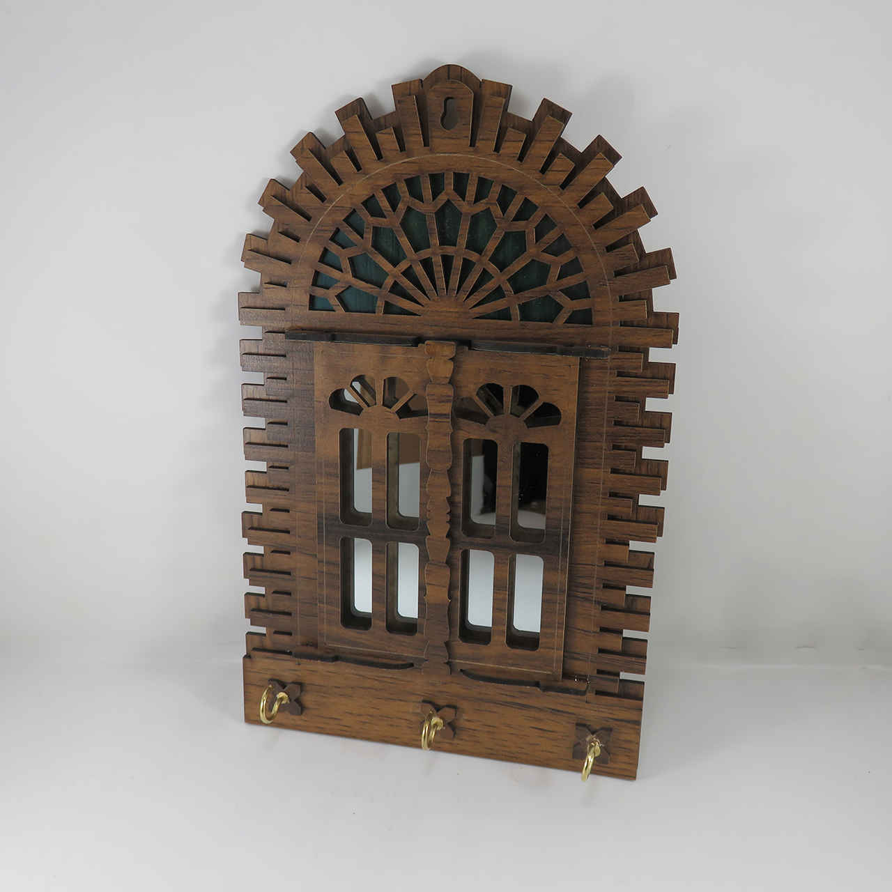 Handgemaakte Perzische Houten Sleutelhouder – Raam Ontwerp