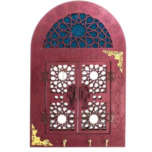 Handgemaakte Perzische Houten Wand Sleutelhanger – Magenta Spiegel