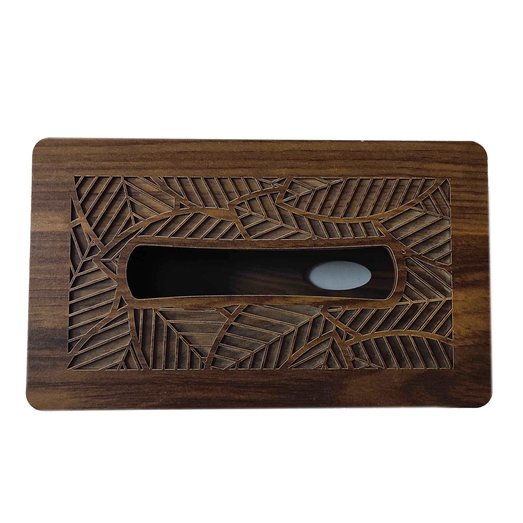 Houten Prullenbak & Tissuedoos Set – Bladontwerp