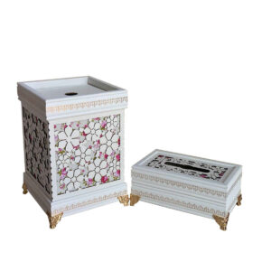 Houten Prullenbak & Tissuedoos Set – Afra