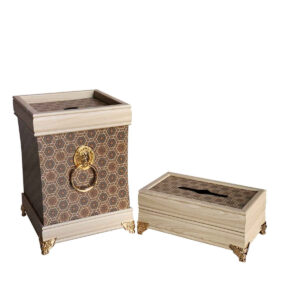 Houten Prullenbak & Tissuedoos Set – Rana