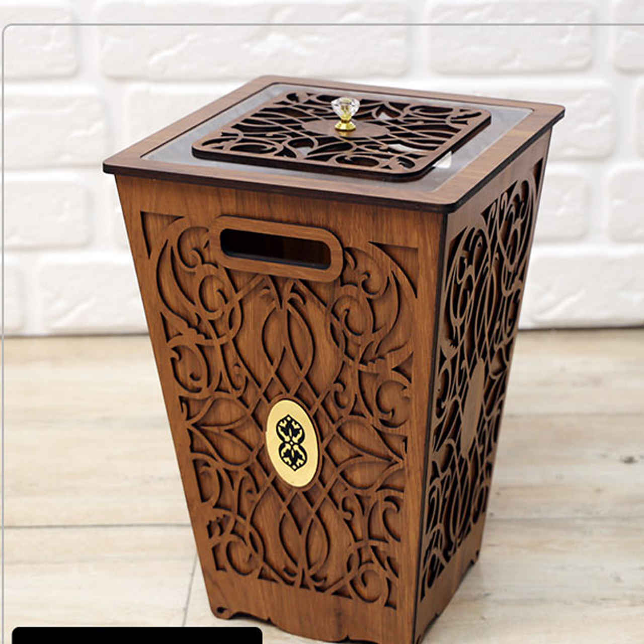 Houten Prullenbak & Tissuedoos Set – Traditioneel Ontwerp