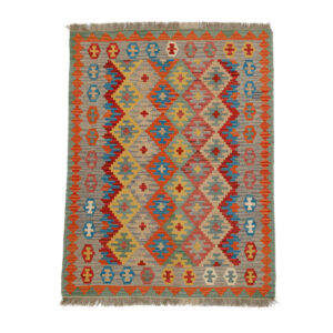 Authentiek Perzisch Wol Kilim Tapijt Handgeweven in Fars Tribaal Oranje