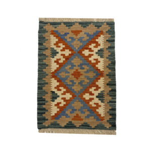 Authentiek Perzisch Wol Kilim Tapijt Handgeweven in Fars Qashqai Groen