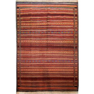 Authentiek Perzisch Wol Kilim Tapijt Traditioneel Handgeweven Gestreept