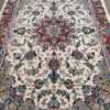 Handgeknoopt Perzisch Kashan Tapijt (Traditioneel Toranj Bloemenmedaillon) - Crème Zijde & Wol